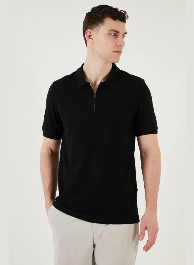 Buratti Buratti Cotton Regular Fit Half Zipper Polo Collar T Shirt Men's Polo Collar T-Shirt 5903008