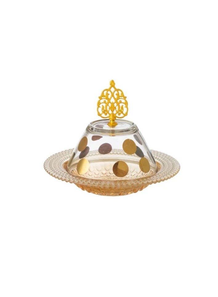 Hic Dates Plate glass gold with glass cover modern design diameter 17.5 cm - Image 1