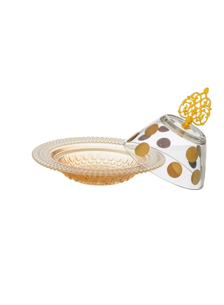 Hic Dates Plate glass gold with glass cover modern design diameter 17.5 cm - Image 2