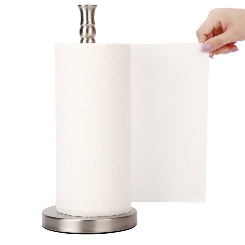 Sfemn Sfemn Paper Towel Holder Countertop Weighted Base for OneHanded Tear Free Standing Paper Towel Holder Stand Stainless Steel Paper Towel Dispenser for Kitchen Countertop Brushed Nickel 1