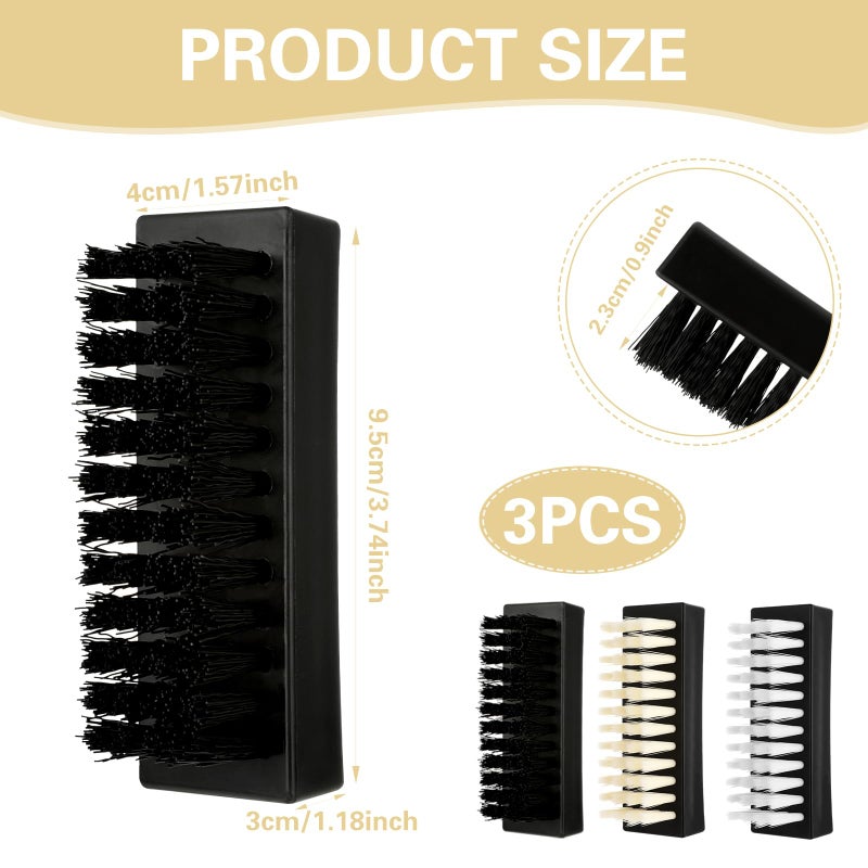 Amaxiu Hand Nail Brush for Cleaning Fingernails, Durable Nylon Firm Stiff Scrub Bristles Nail Scrubber Brushes for Men Mechanics Gardeners Scrubbing under Fingers Foot Toes(3 Pack, Black+Yellow+White) - Image 3
