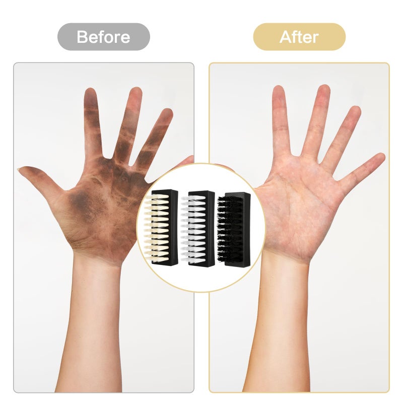 Amaxiu Hand Nail Brush for Cleaning Fingernails, Durable Nylon Firm Stiff Scrub Bristles Nail Scrubber Brushes for Men Mechanics Gardeners Scrubbing under Fingers Foot Toes(3 Pack, Black+Yellow+White) - Image 4