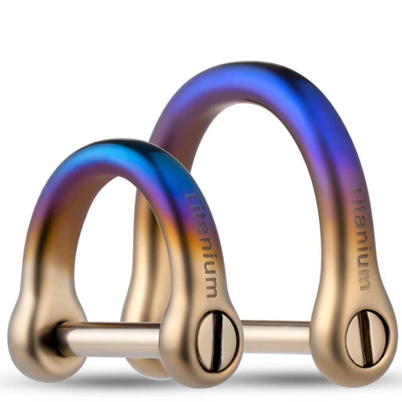 FEGVE Titanium D Ring Key Ring with screwdriver Car Fob holder Keychain Men Key Shackle Horseshoe Clasp Color2pcs
