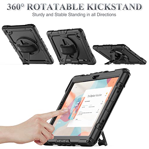 SEYMAC stock Case for Samsung Galaxy Tab A9+ Plus 11'', Full-Body Drop Protection Case with Screen Protector Pencil Holder [360° Rotating Hand Strap] &Stand, Black - Image 5