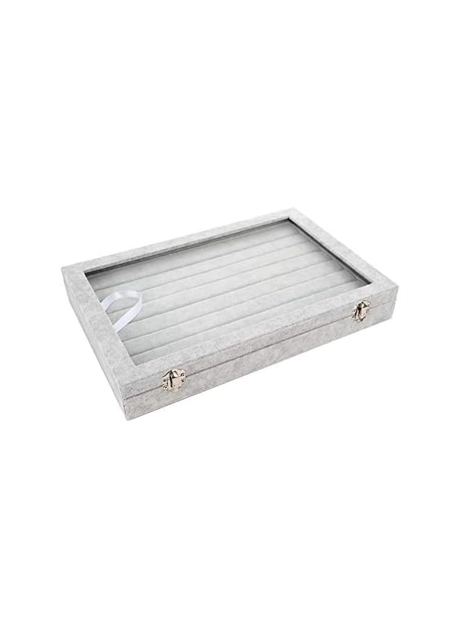 The Bros Clear Lid Earring Organizer, Velvet Clear Lid Earring Box Organizer with Lid & Lock for Ring Earring Necklace  - Image 4