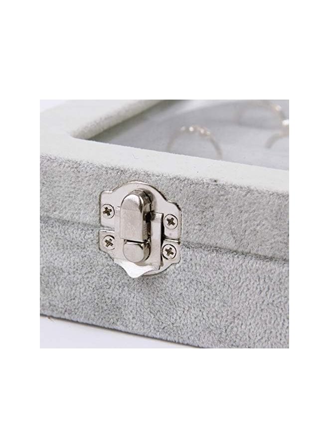 The Bros Clear Lid Earring Organizer, Velvet Clear Lid Earring Box Organizer with Lid & Lock for Ring Earring Necklace  - Image 5