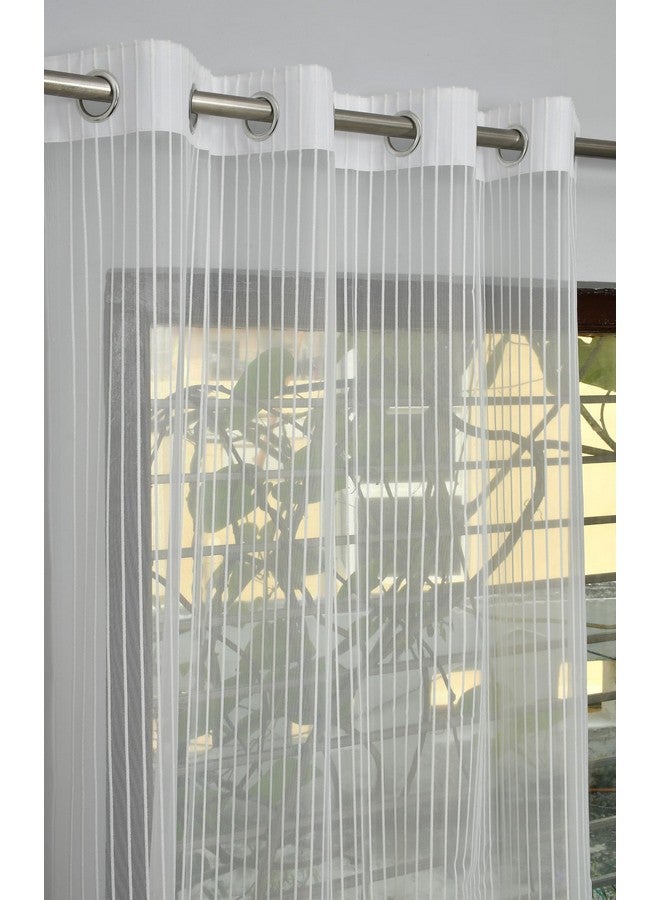 Homefab India 2 Piece Sheer Strips Door Curtain - 7 ft, White - Image 2