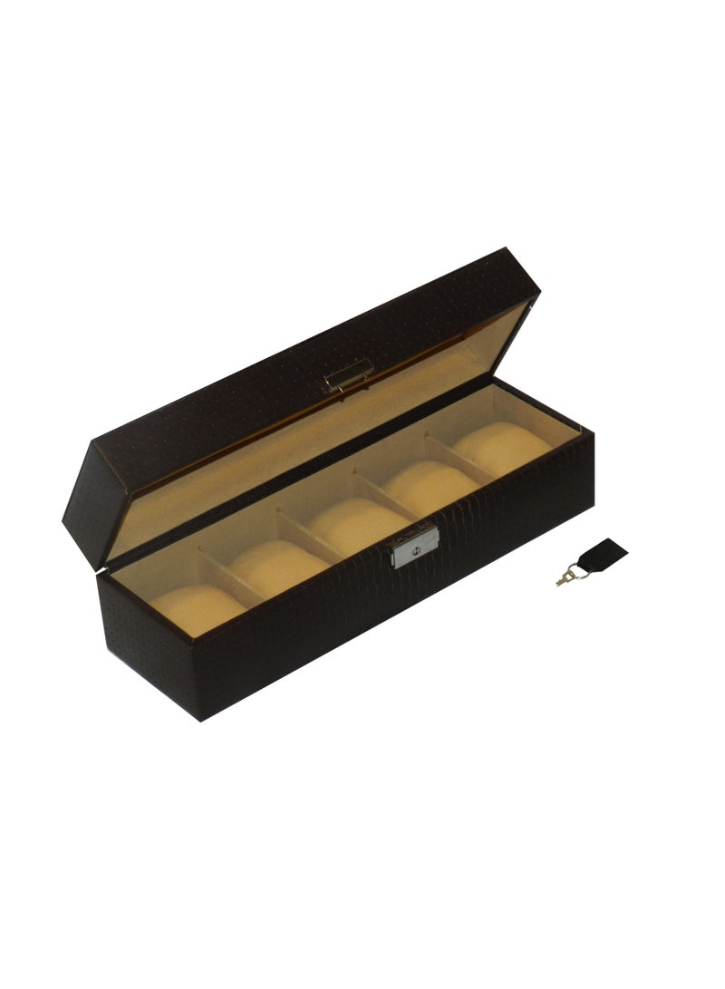 LAVERI LEATHER Laveri Watch Box for Men Women (05 Slots), Premium  Leather Watch Case  Organizer with Lock, Removable Pillow - Image 4