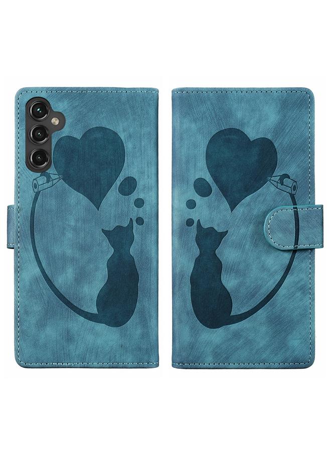 اس-توب جراب لهاتف Samsung Galaxy S24+ 5G جراب هاتف جلدي منقوش عليه رسمة قلب قطة - Image 1