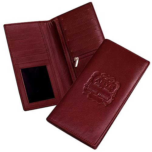 ABYS Genuine Leather Brown Long Business Card Wallet for Men,Card Holder Case,Card Holder Wallet,Women Purse,Clutch - Image 1