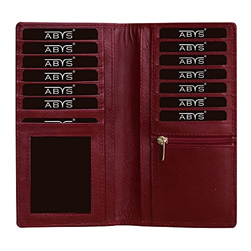 ABYS Genuine Leather Brown Long Business Card Wallet for Men,Card Holder Case,Card Holder Wallet,Women Purse,Clutch - Image 3