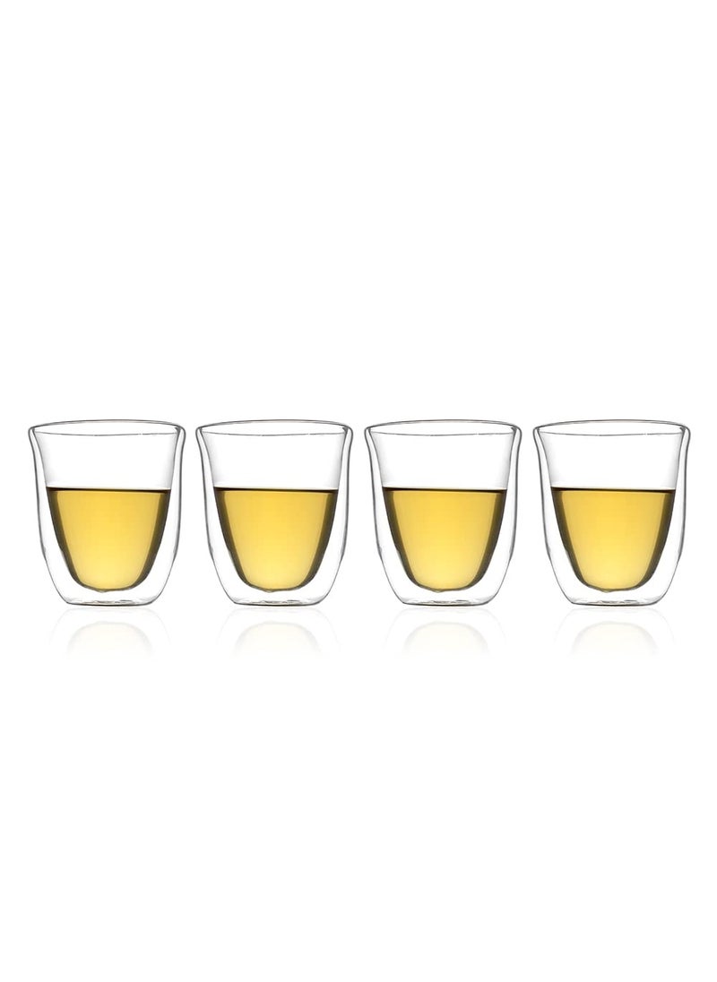 EZ Life - EZ Life Borosilicate Double Wall Diva Glasse, Insulated Mug for Hot Cold Mug Tea Coffee, Drinking Glasses,Water Glasses, Juice, Microwave & Dishwasher Safe - Transparent - 200 ml (4) - Image 1