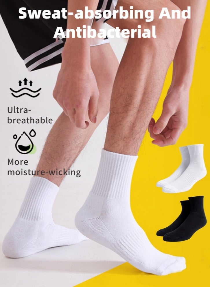 100% Thick Cotton Mid-Calf Socks 6-Pack,Breathable,Casual Comfortable Athletic,Odour Free Mens Socks For All Season（White） - Image 3