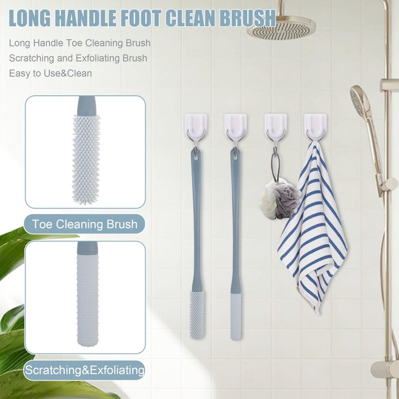 OWIIZI Toe Cleaning Brush 15.7" Foot Scrubber in Shower with Long Handle Silicone Gap Brush Between Toes Cleaner Soft Feet Care Scrub for Seniors,Elderly, Men and Women- 2Pack - Image 4