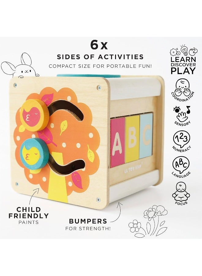 Le Toy Van Le Toy Van - Wooden Educational Petilou Multi-Sensory Activity Cube With Spinning Wheel - Image 2