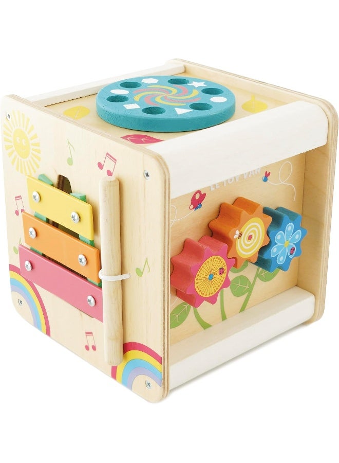 Le Toy Van Le Toy Van - Wooden Educational Petilou Multi-Sensory Activity Cube With Spinning Wheel - Image 1