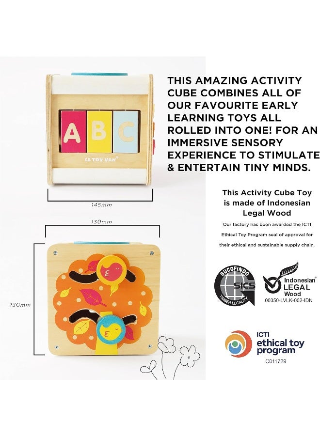 Le Toy Van Le Toy Van - Wooden Educational Petilou Multi-Sensory Activity Cube With Spinning Wheel - Image 4