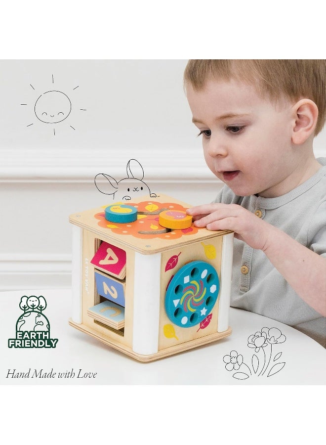 Le Toy Van Le Toy Van - Wooden Educational Petilou Multi-Sensory Activity Cube With Spinning Wheel - Image 5