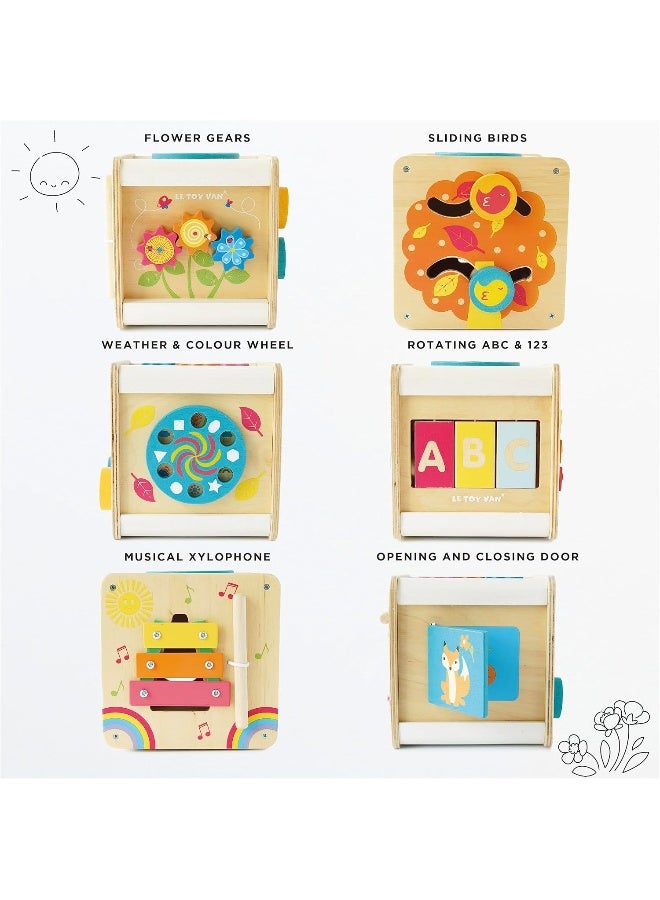 Le Toy Van Le Toy Van - Wooden Educational Petilou Multi-Sensory Activity Cube With Spinning Wheel - Image 3