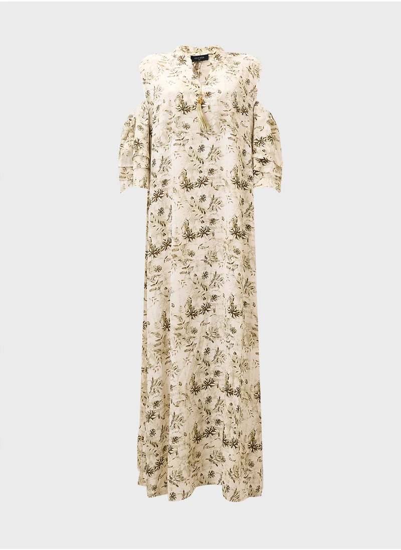 خزانة Plus Size Cold Shoulder Printed Dress