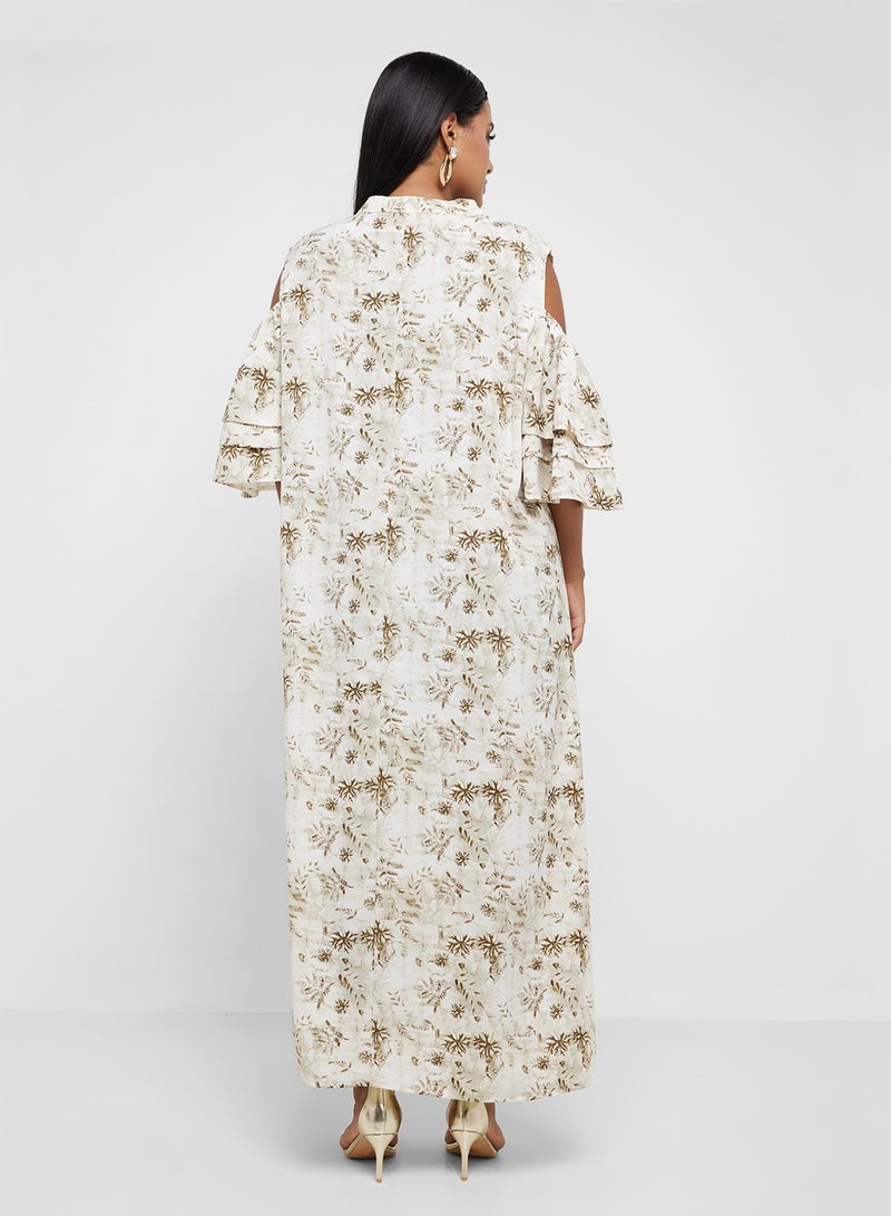 Khizana Plus Size Cold Shoulder Printed Dress  - Image 2