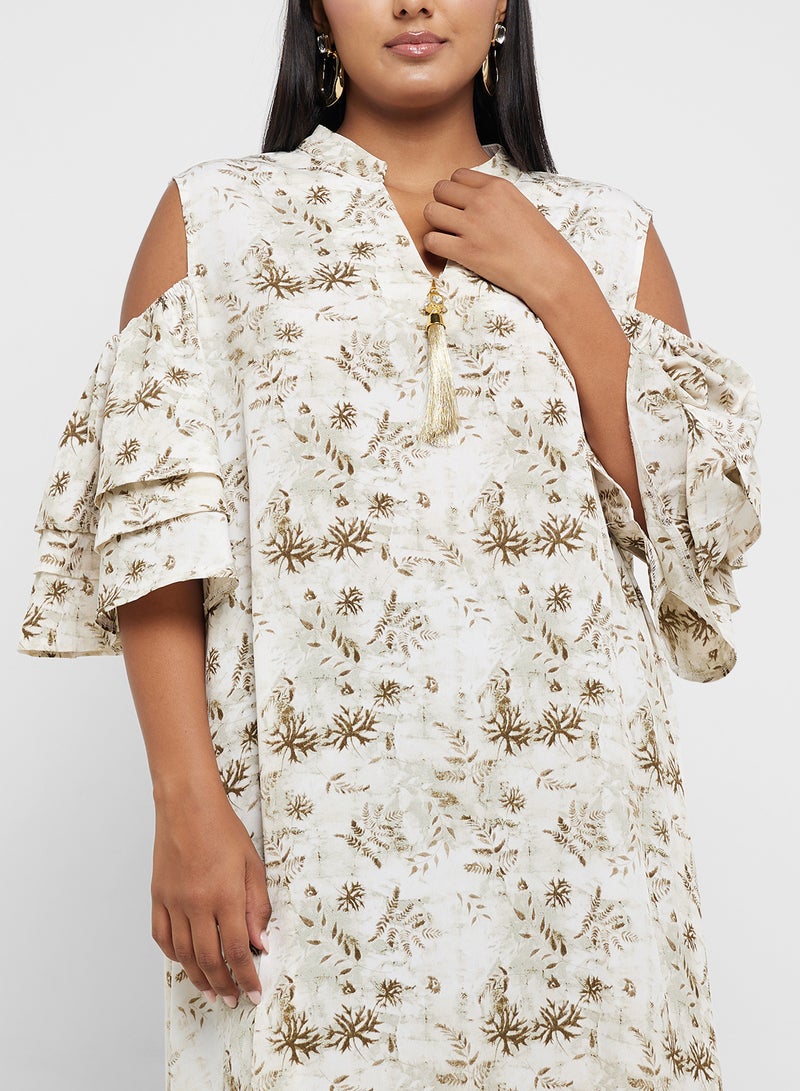 Khizana Plus Size Cold Shoulder Printed Dress  - Image 3