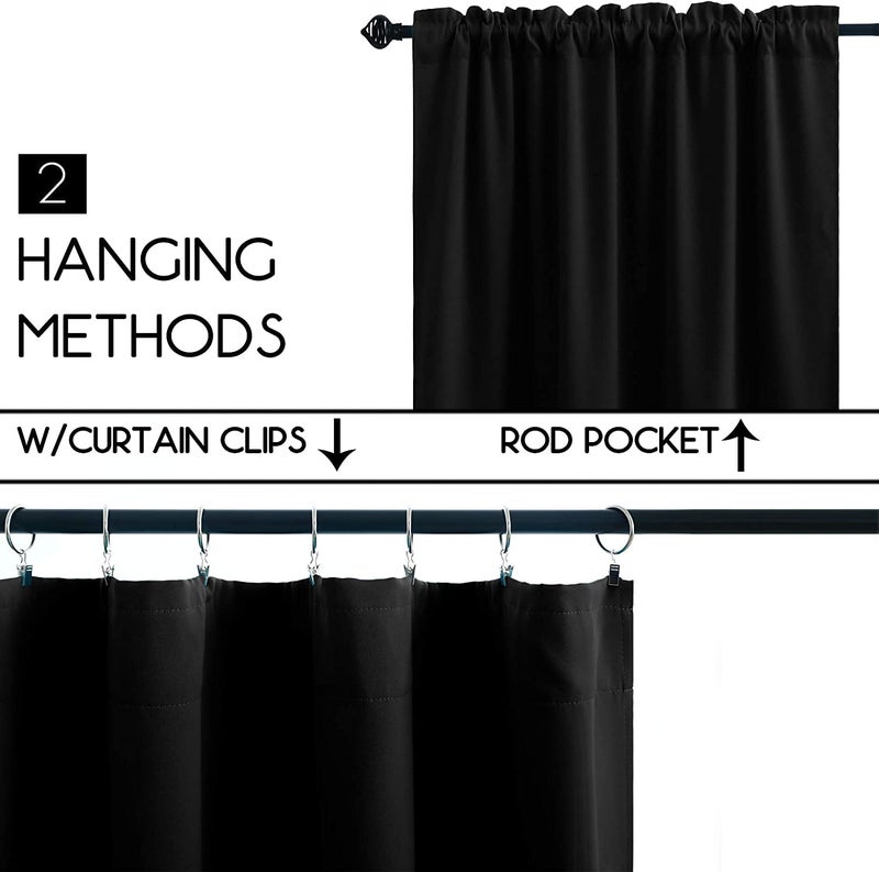 Pickluc 24 Inch Long Tier Curtains for Small Window Treatment, Short Blackout Curtain with Rod Pocket - Half Window Curtains for Kitchen, Cabinet, Basement, Camper, 2 Panels, Black, 30 Inches Wide - Image 3