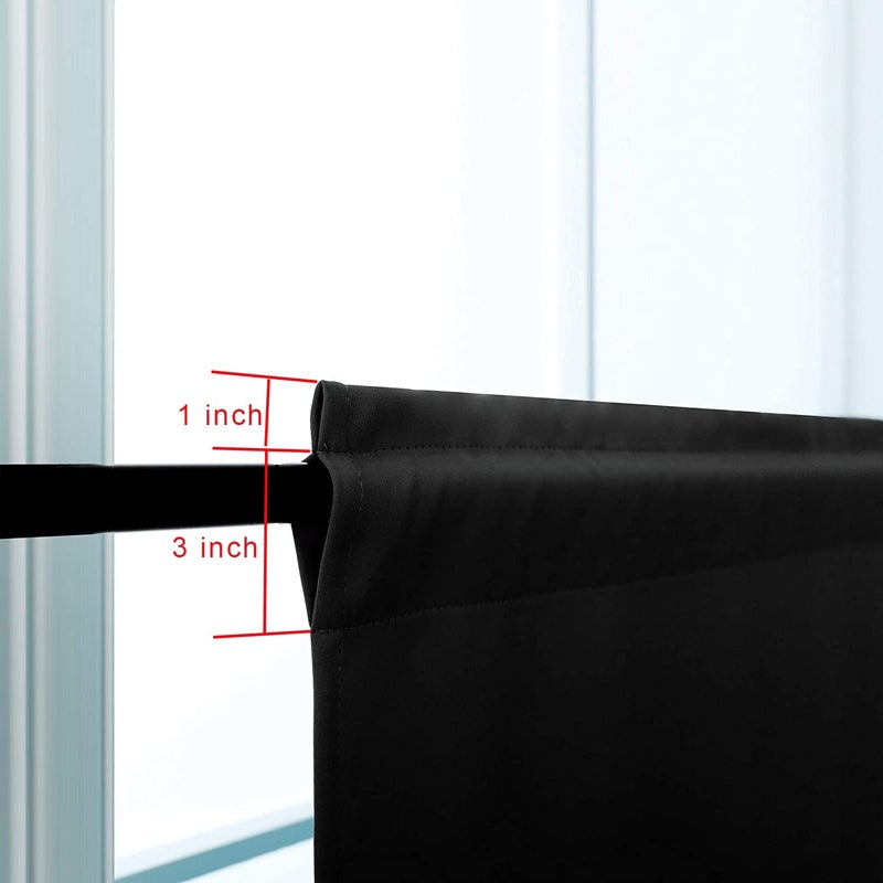 Pickluc 24 Inch Long Tier Curtains for Small Window Treatment, Short Blackout Curtain with Rod Pocket - Half Window Curtains for Kitchen, Cabinet, Basement, Camper, 2 Panels, Black, 30 Inches Wide - Image 4