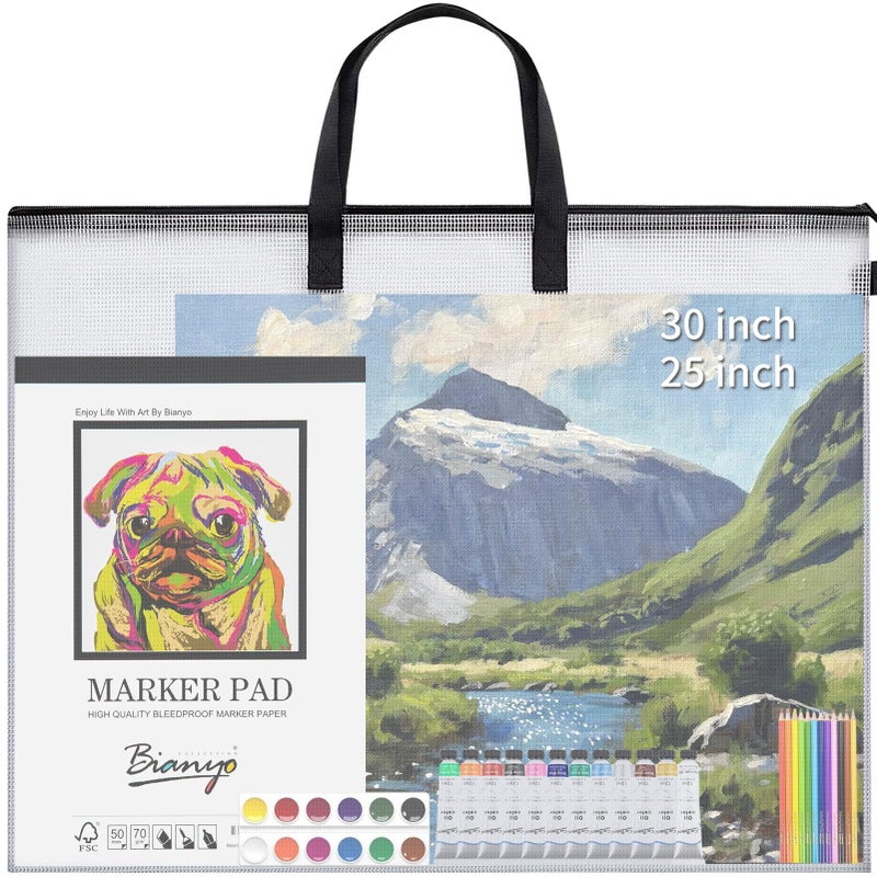 YOPCDJ 30x25 inches Extra-Large Art Portfolio Bag, Portfolio Folder for Artwork with Handle, Zippered Storage Folder for Poster, Scrapbook, Keepsake and Bulletin Board - Image 1