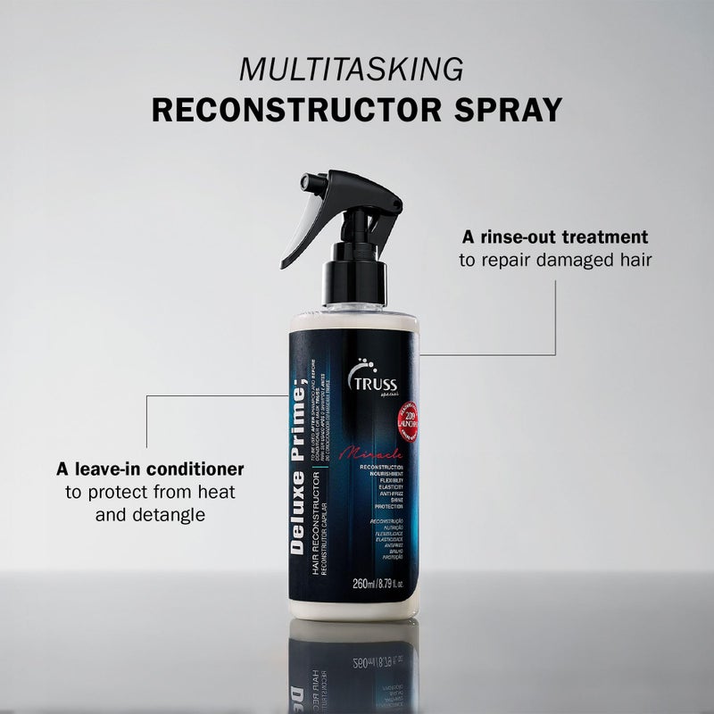 TRUSS Deluxe Prime Hair Treatment - Anti Frizz Heat Protectant Spray + Hair Primer - Nourishes, Detangles + Provides Thermal Protection Before Heat Styling (260 ml) - Image 2