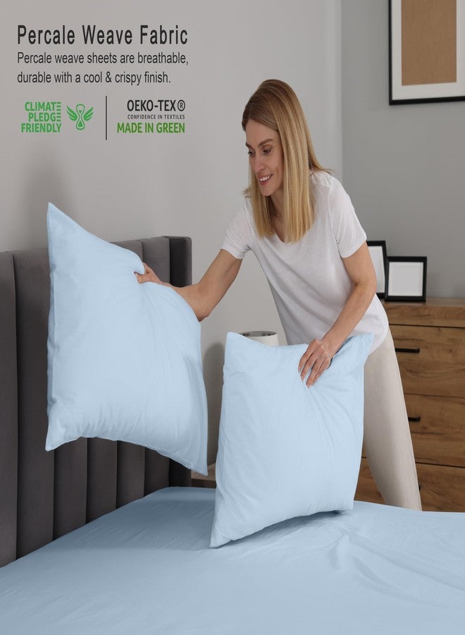RUVANTI 100% Cotton California King Sheet Sets, 4 Pieces, Soft & Breathable Percale Weave Bedding, Deep Pocket 14", Hotel Standard, Crisp Cool Feel & Durable, Perfect Dyed Sheets, Baby Blue - Image 3