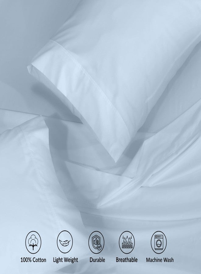 RUVANTI 100% Cotton California King Sheet Sets, 4 Pieces, Soft & Breathable Percale Weave Bedding, Deep Pocket 14", Hotel Standard, Crisp Cool Feel & Durable, Perfect Dyed Sheets, Baby Blue - Image 4