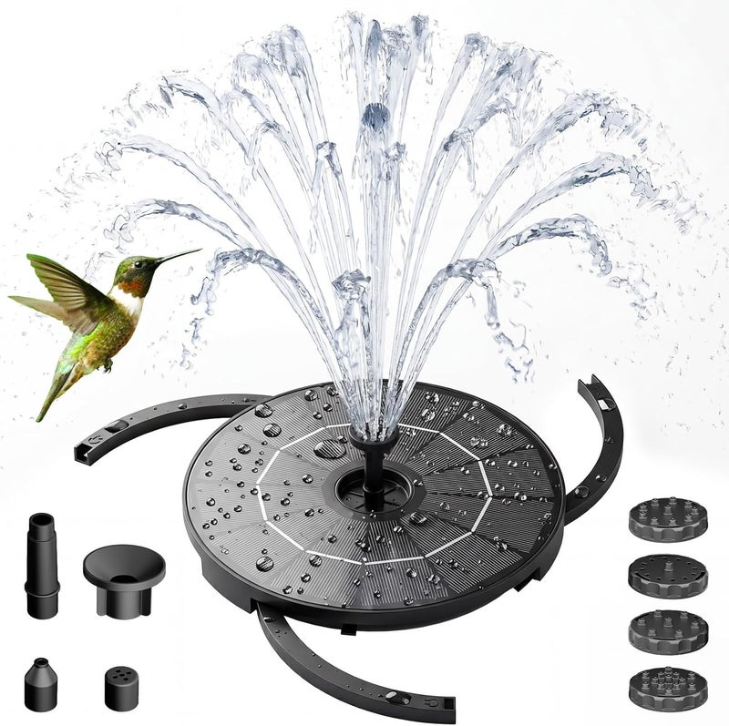 AISITIN DIY Solar Fountain Pump for Water Feature with 3.9ft Cord, Solar Bird Bath Fountain with 6 Nozzles, Solar Powered Water Floating Fountain for Bird Bath, Garden, Ponds Fish Tank, Outdoor - Image 1