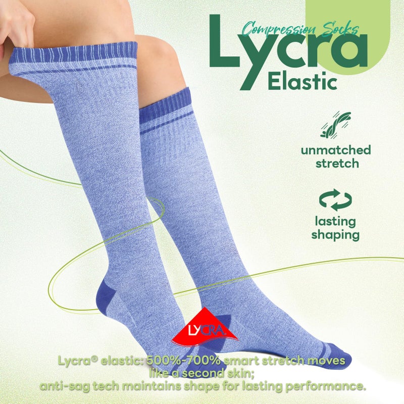 Iambamboo Mens Compression Socks for Men Women (3 Pairs) 15-20 mmHg Bamboo Viscose Knee High Sock for Travel S/M (Purple&Lavender&Turquoise) - Image 4
