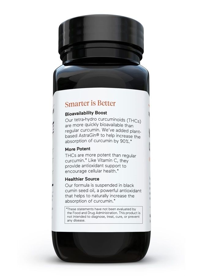 SMARTERNUTRITION Smarter Nutrition Curcumin Softgels - Potent & Bioavailable, Active Curcumin Standardized to 95% Tetrahydrocurcuminoids with AstraGin Black Cumin Seed Oil & Ginger (60 Count (Pack of 1) - Image 3
