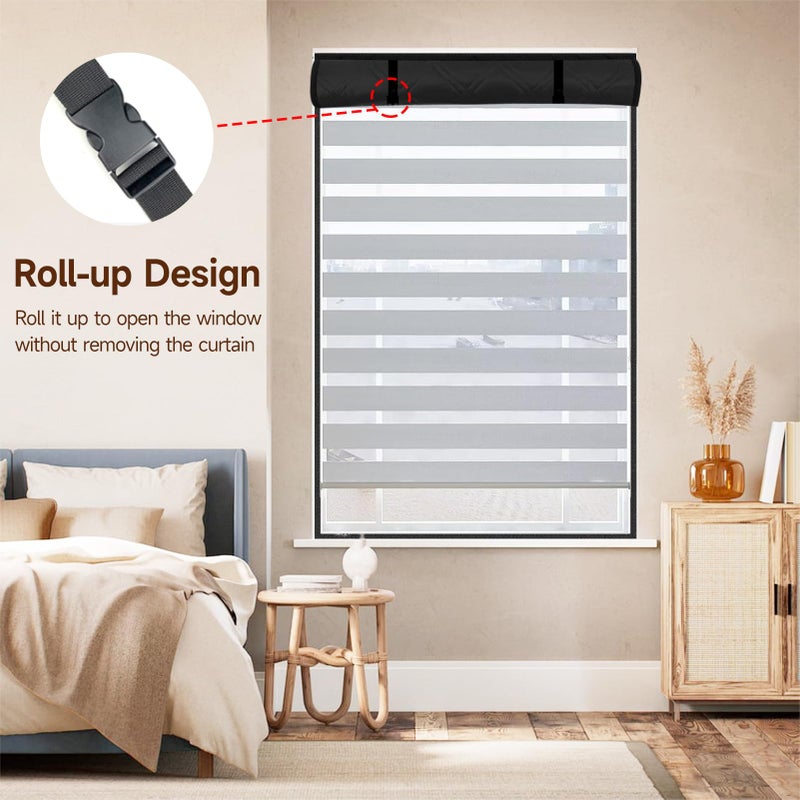 Skloopearg Winter Insulated Window Curtain 39"x63", Oxford Cloth Thermal Insulated Window Cover with Buckles,Heavy Duty Window Insulation Kit Fits Windows Size up to 38"x62",Black - Image 5
