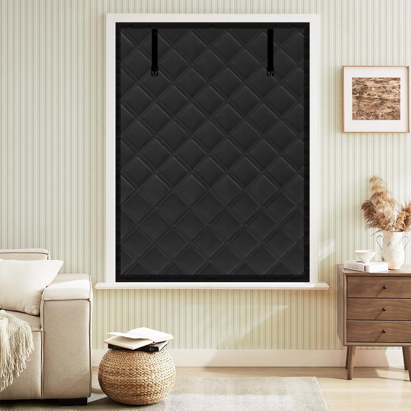 Skloopearg Winter Insulated Window Curtain 39"x63", Oxford Cloth Thermal Insulated Window Cover with Buckles,Heavy Duty Window Insulation Kit Fits Windows Size up to 38"x62",Black - Image 1