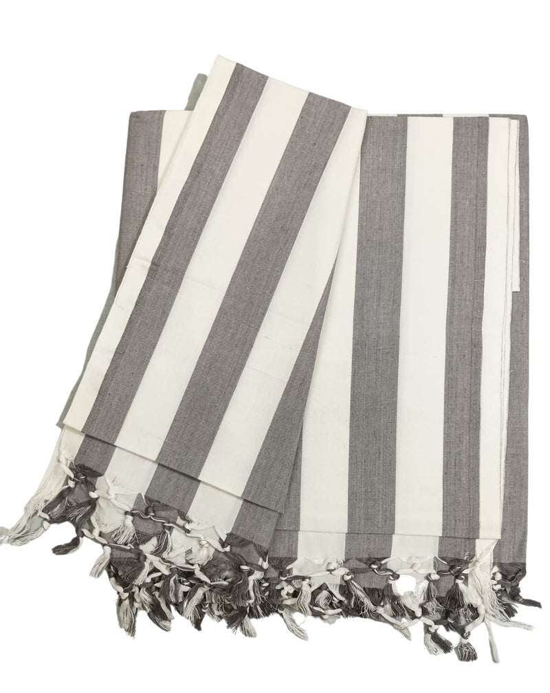 Arvore Bunkaar Pure Handloom 100% Soft Desi Bamboo Viscose Soft Bhagalpuri Andi Chadar/Summer Blanket/Khes/Top Sheet/AC Blanket/Odhne wali Chadar (Grey White, Striped, 1, Bhagalpuri Chadar) - Image 4