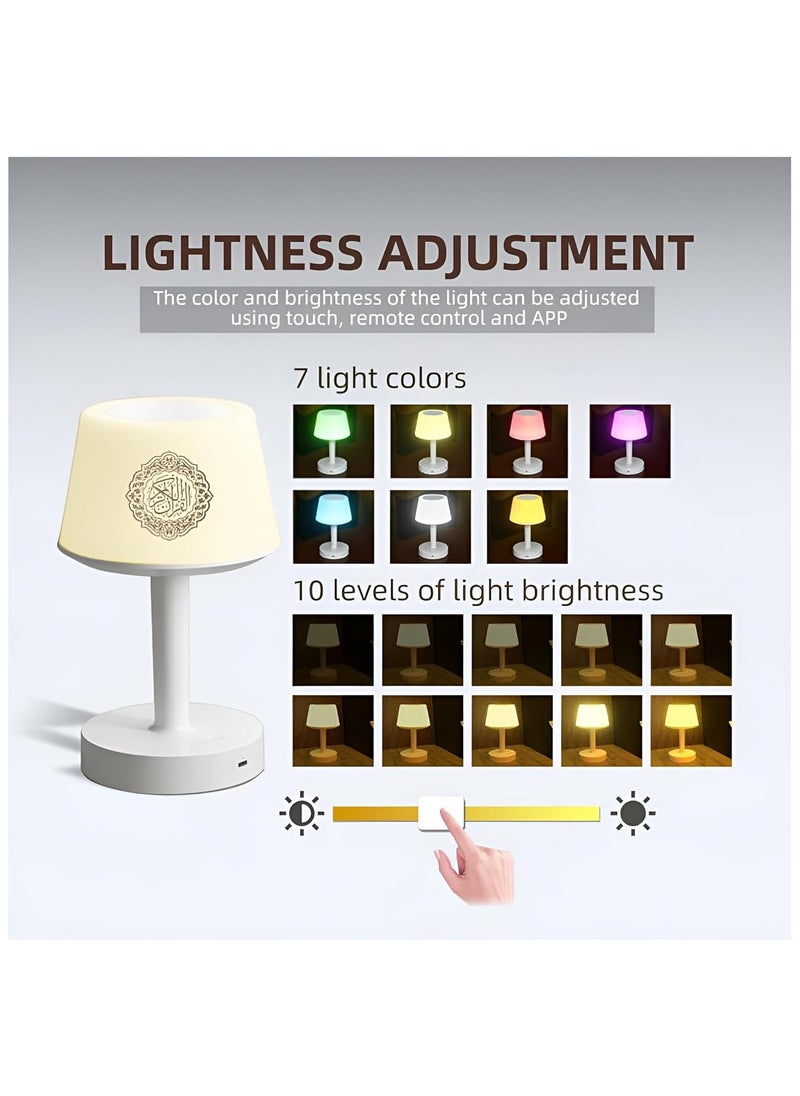 TYZOON Desk Lamp Qur'an Speaker-Bluetooth, 7 Colors LED Touch Table Lamp 8GB, With 16 Reciters Plus 16 Translations  - Image 2