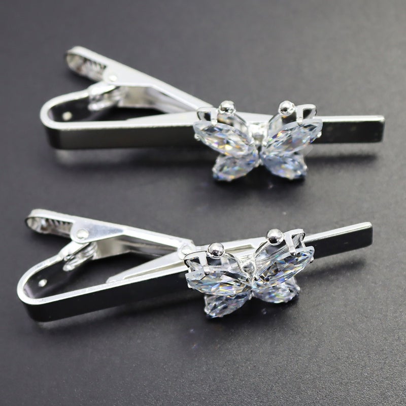 Xin Long Tai Crystal Butterfly Tie Clip for Men and Women - Elegant Luxury Accessory - Image 1