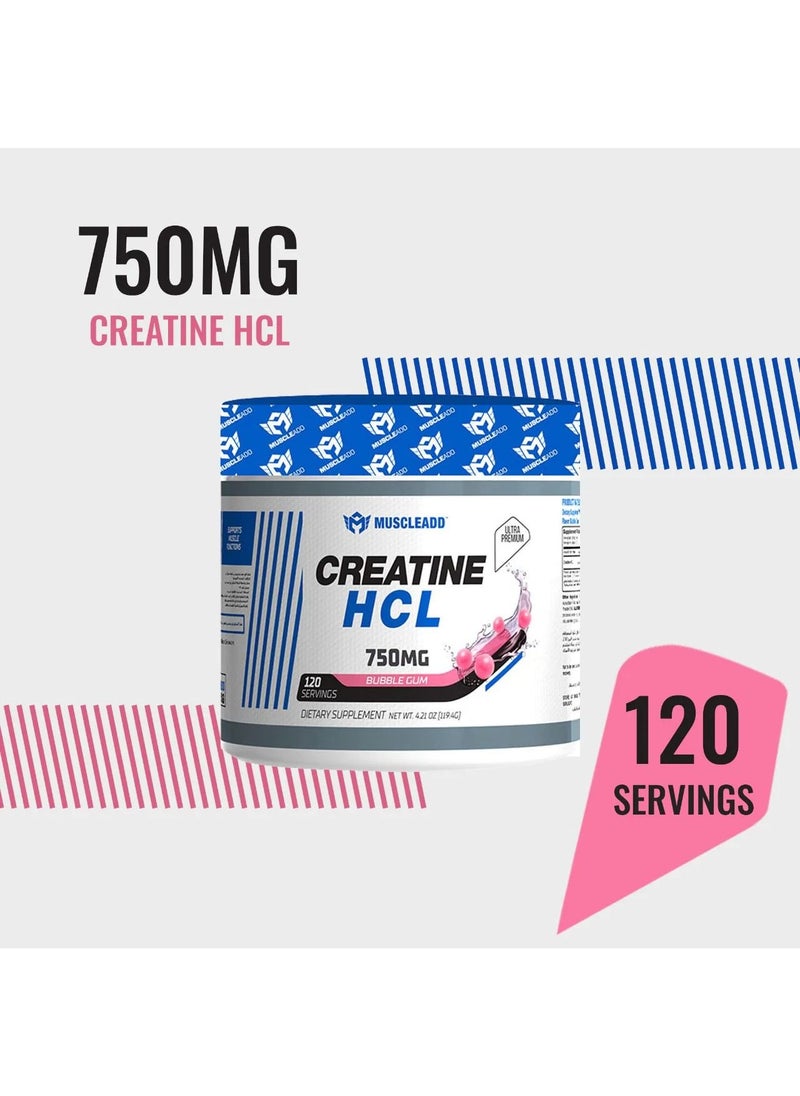 MUSCLEADD - Creatine HCL-120Serv.-119.4G.-Bubble Gum - Image 1
