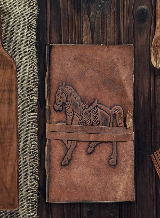 cuero Leather Journal Notebook Handmade Travel Vintage Bound Journal for Men for Women Deckle Edge Paper with Old Fashioned Perfect Paper for Writing, Horse Rider Theme Genuine Leather Travel Diary (8 by 6 inch) - Image 2