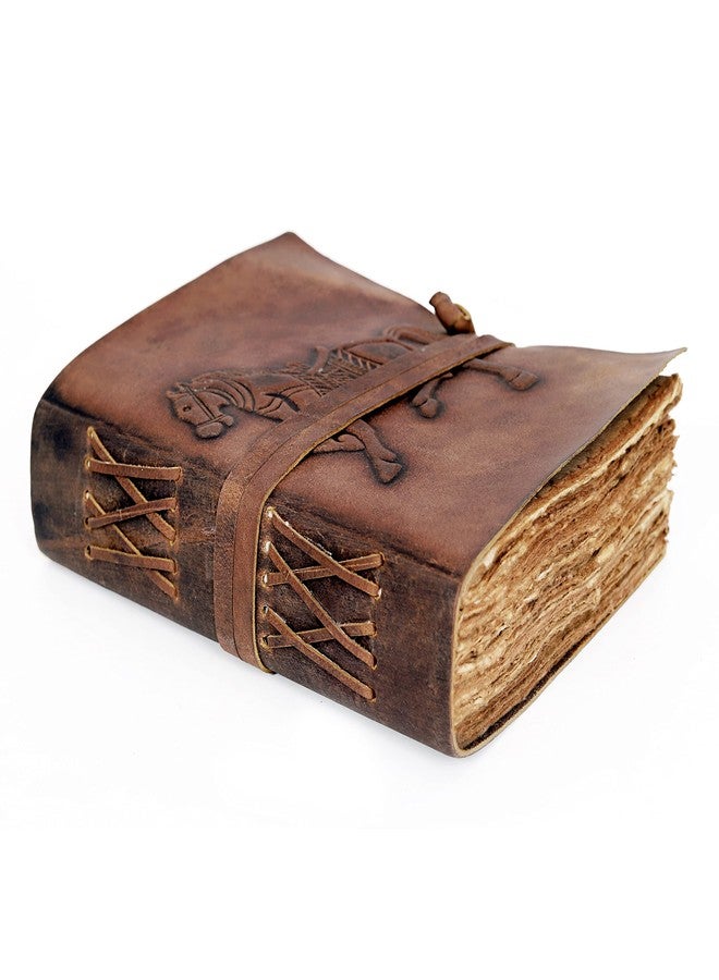 cuero Leather Journal Notebook Handmade Travel Vintage Bound Journal for Men for Women Deckle Edge Paper with Old Fashioned Perfect Paper for Writing, Horse Rider Theme Genuine Leather Travel Diary (8 by 6 inch) - Image 4