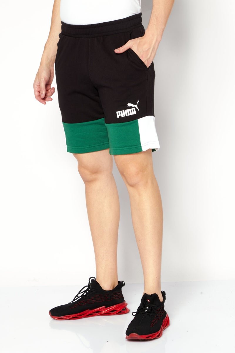PUMA Men Sportswear Fit Brand Logo Training Shorts, Black/Green - Image 2