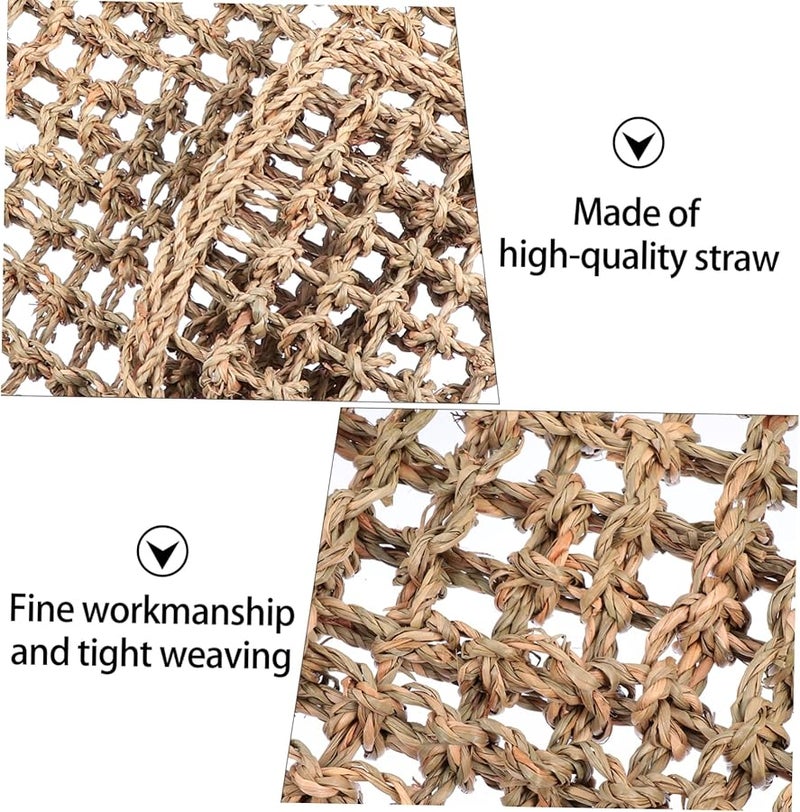 حصيرة العشب المنسوجة لعبة مضغ سرير للأرنب باني خنزير غينيا حيوان أليف صغير عش - Image 4