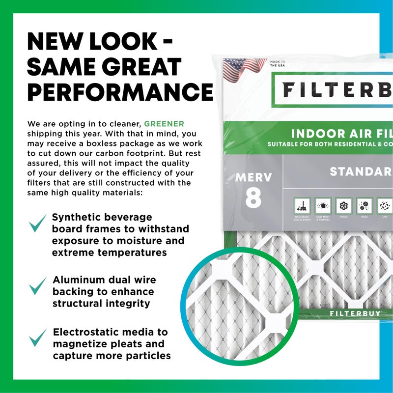 Filterbuy 10x10x1 Air Filter MERV 8 Essential Dust & Allergy Defense (6-Pack), Electrostatic Pleated HVAC AC Furnace Filters Replacement (Actual Size: 9.50 x 9.50 x 0.75) - Image 3