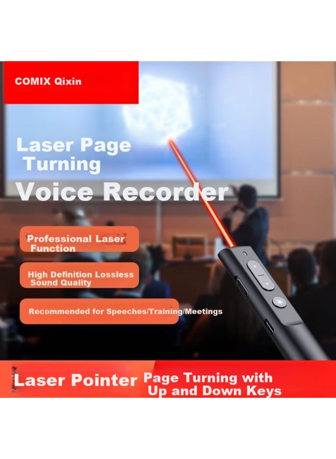Comix Q81 16G Smart Voice Recorder With Page Turning Function, Projection Laser Pointer, Professional Hd Noise Reduction, Ideal For Training, Business Meetings, And Interviews - Image 4