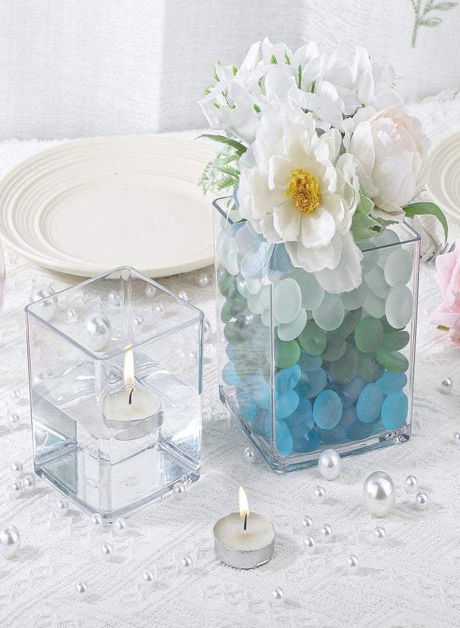 Suream 4"x4"x4" Square Flower Vase, 6 Packs Clear Plastic Vase Cube Flower Vase Bulk for Centerpieces, Acrylic Cube for Plant Candle Wedding Home Office Floral Decor - Image 5