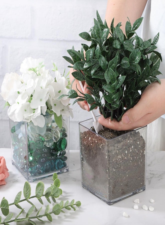 Suream 4"x4"x4" Square Flower Vase, 6 Packs Clear Plastic Vase Cube Flower Vase Bulk for Centerpieces, Acrylic Cube for Plant Candle Wedding Home Office Floral Decor - Image 4