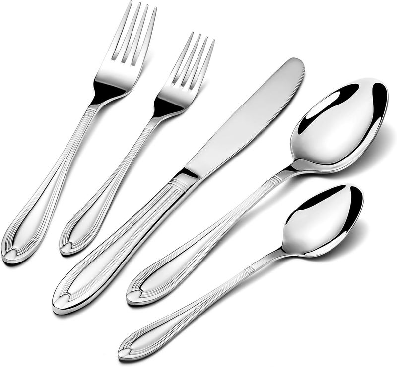TIVOLI 20 Piece Silverware Set for 4 Stainless Steel Flatware Serving Sets Mirrored Polishing Cutlery Set Include Knife Fork and Spoon for Home Kitchen Wedding Housewarming Gift - Image 1